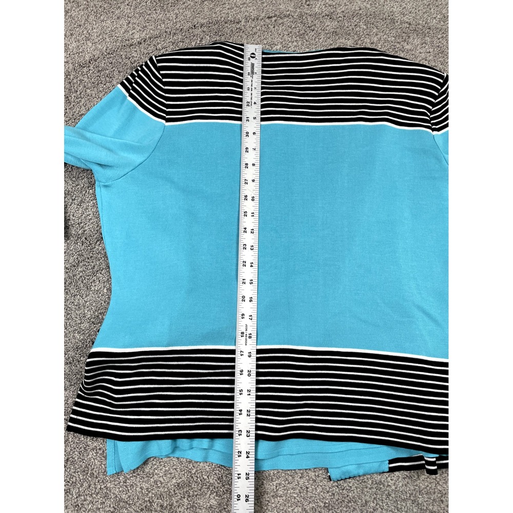 Ming Wang Sweater Set Womens 0X 1X Cardigan Tank Teal Knit 2 Piece Old Money Top - Picture 9 of 9